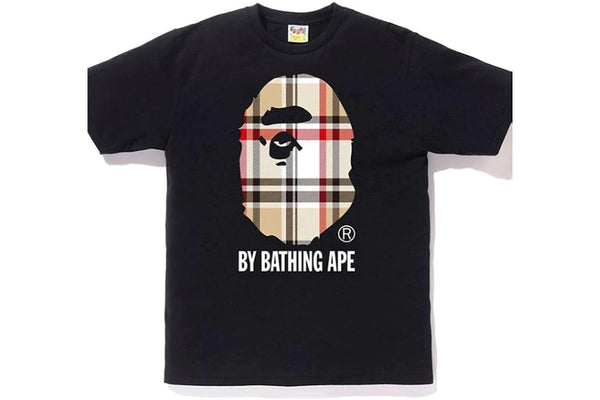 BAPE A Bathing Ape Check by Bathing Tee - Black/Beige