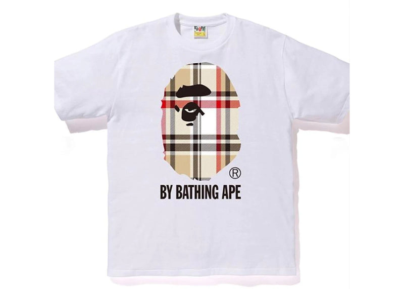 BAPE A Bathing Ape Check by Bathing Tee - White/Beige